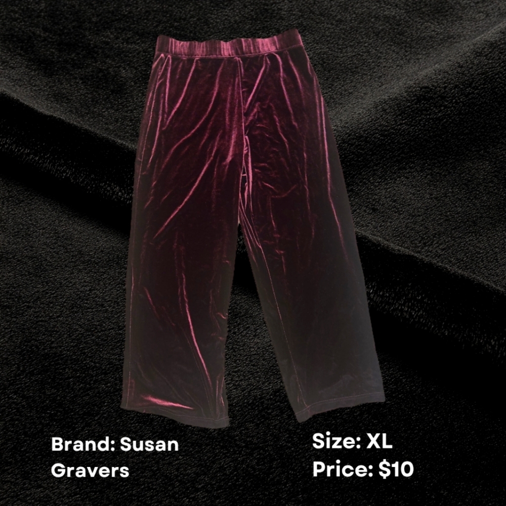 Susan Gravers Velvet Pants - Burgundy